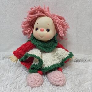 Vintage Mitzy 1980s Crocheted Doll strawberry shortcake